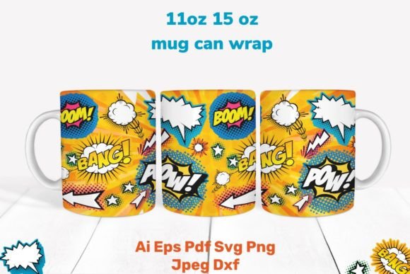11 Oz 15 Oz Mug Wrap Comics Cartoon SVG