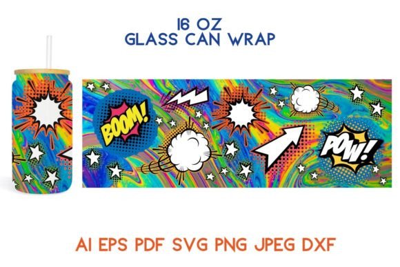16 Oz Glass Wrap Comics Space SVG PNG
