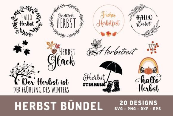 20 German Autumn Plotter Files SVG