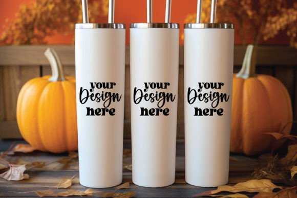 20 Oz Skinny Fall Tumbler Mockup 3