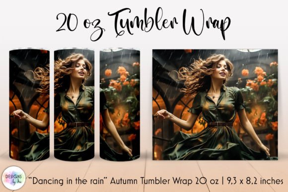 Autumn Romantic Girl Dancing Tumbler PNG