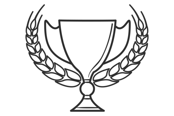 Award Cup Line Icon. Achievment Wreath S