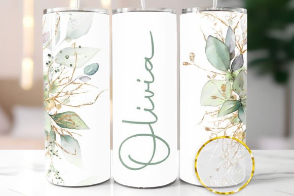 Botanical Custom Tumbler Wrap Design PNG