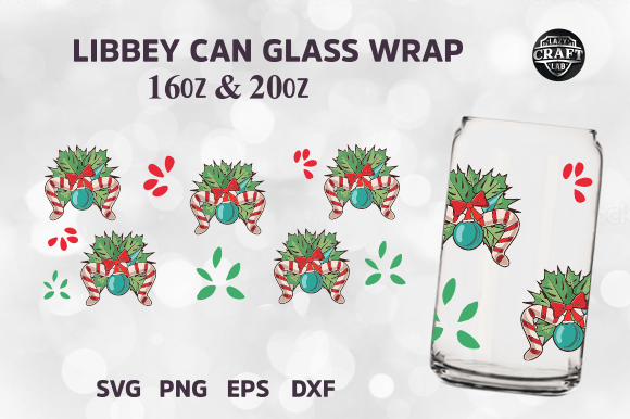 Christmas Can Glass 16oz Libbey Wrap SVG