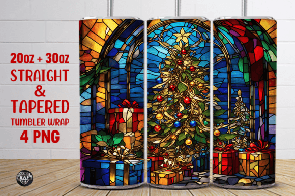 Christmas Stained Glass 20oz Tumbler PNG