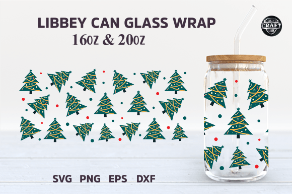 Christmas Tree Libbey Can Glass Wrap SVG