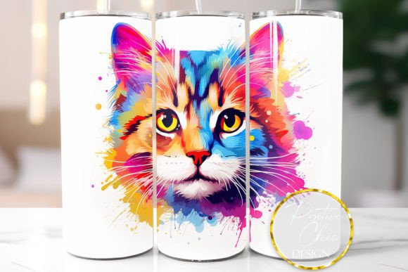 Colorful Cat Tumbler Wrap Sublimation
