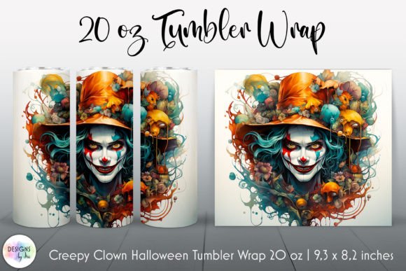 Creepy Clown Face Tumbler Wrap Design