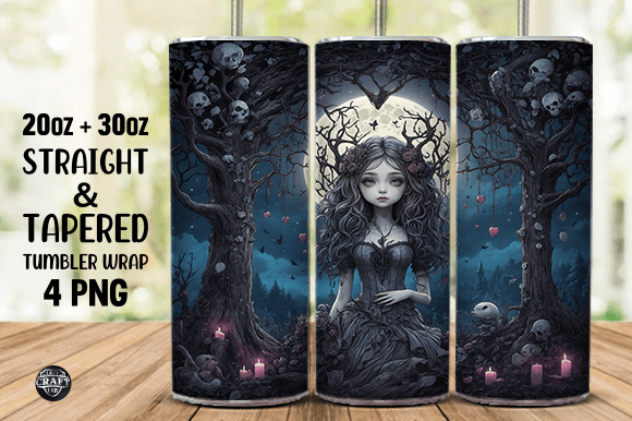 Gothic Witchy Tumbler Wrap 20oz PNG