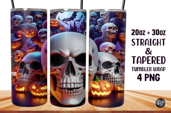 Halloween Skinny Tumbler Wrap 20oz Skull