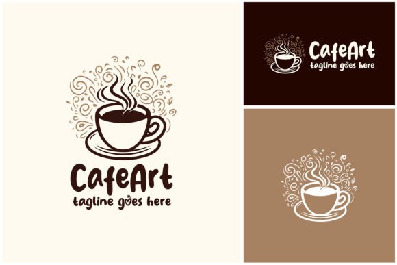 Hot Coffee Cup Floral Doodle Cafe Logo