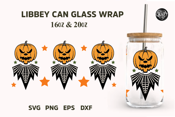 Libbey Can Glass 16oz Halloween Wrap SVG