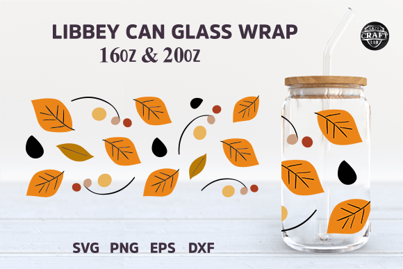 Libbey Can Glass 16oz Wrap SVG Floral