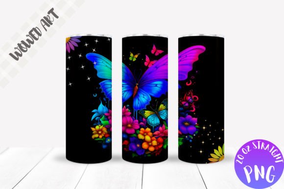 Neon Butterfly 20oz Skinny Tumbler Wrap