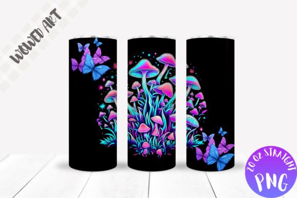Neon Mushrooms 20oz Skinny Tumbler Wrap