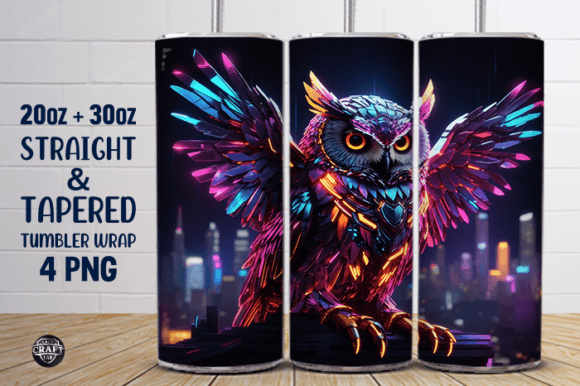 Neon Owl Tumbler Wrap 20oz Sublimation