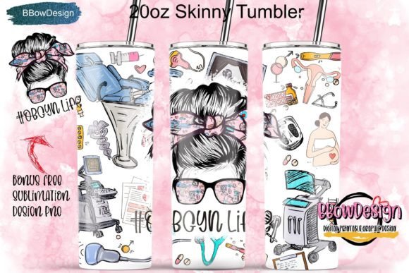 OBGyn Life 20oz Skinny Tumbler PNG