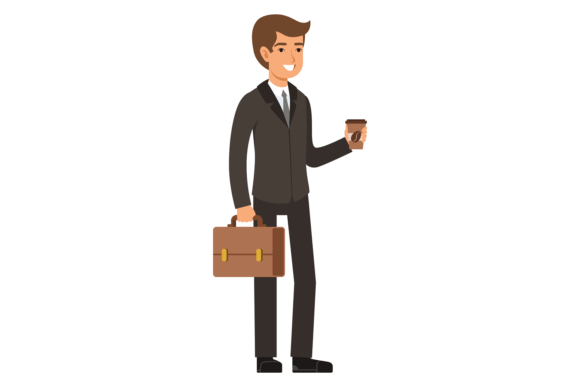 Office Worker Go to Work with Coffee Cup