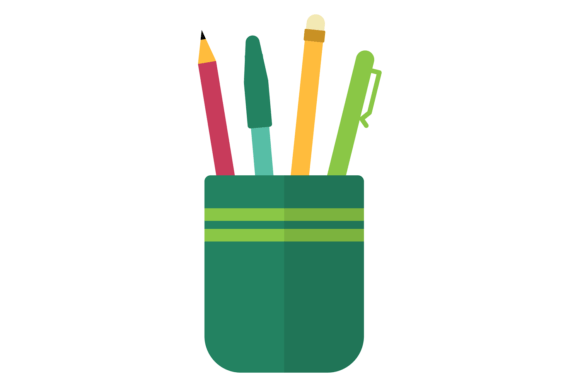 Pen Cup with Pencils and Writing Tools C