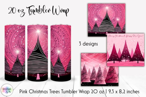 Pink Christmas Trees Skinny Tumbler Wrap