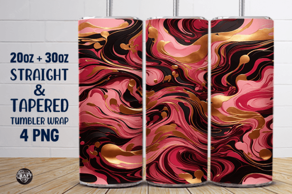 Pink Gold Black Painting Tumbler Wrap