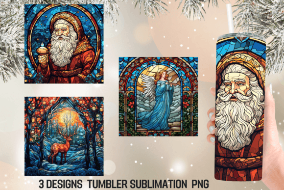 Stained Glass Christmas Tumbler Sublimat