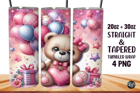 Teddy Bear with Balloons Tumbler 20oz Wr