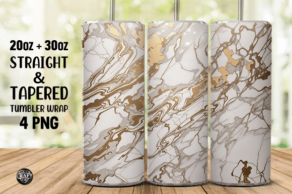 Tumbler Design White Gold Marble Stone