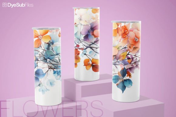 Watercolor Flower 20oz Tumbler Wrap Art