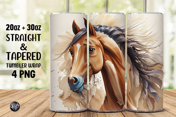 Watercolor Horse Tumbler Wrap 20oz PNG