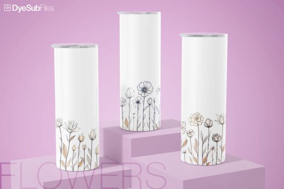 Wild Flower Drawing Tumbler 20oz Wrap